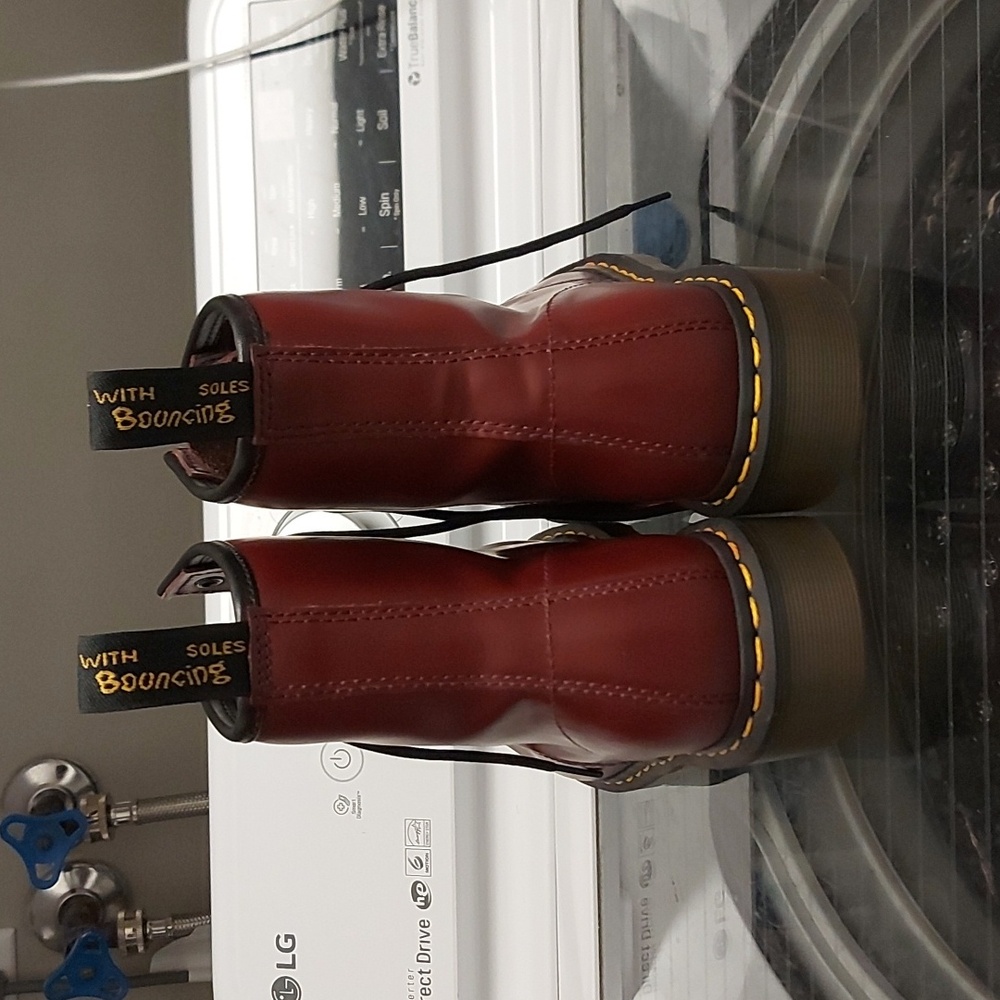 Dr. Martens Cherry Red Leather Boots - Picture 4 of 7